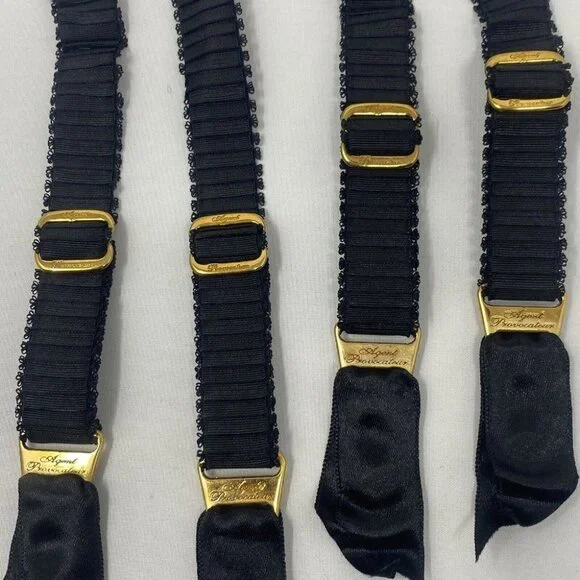 Agent Provocateur Black Ribbed Suspender Clips - Picture 3 of 5